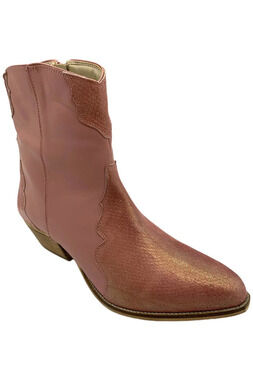 Masseys Women's Priscilla Western Block Heel Boot Pink Metallic Snake - Medium